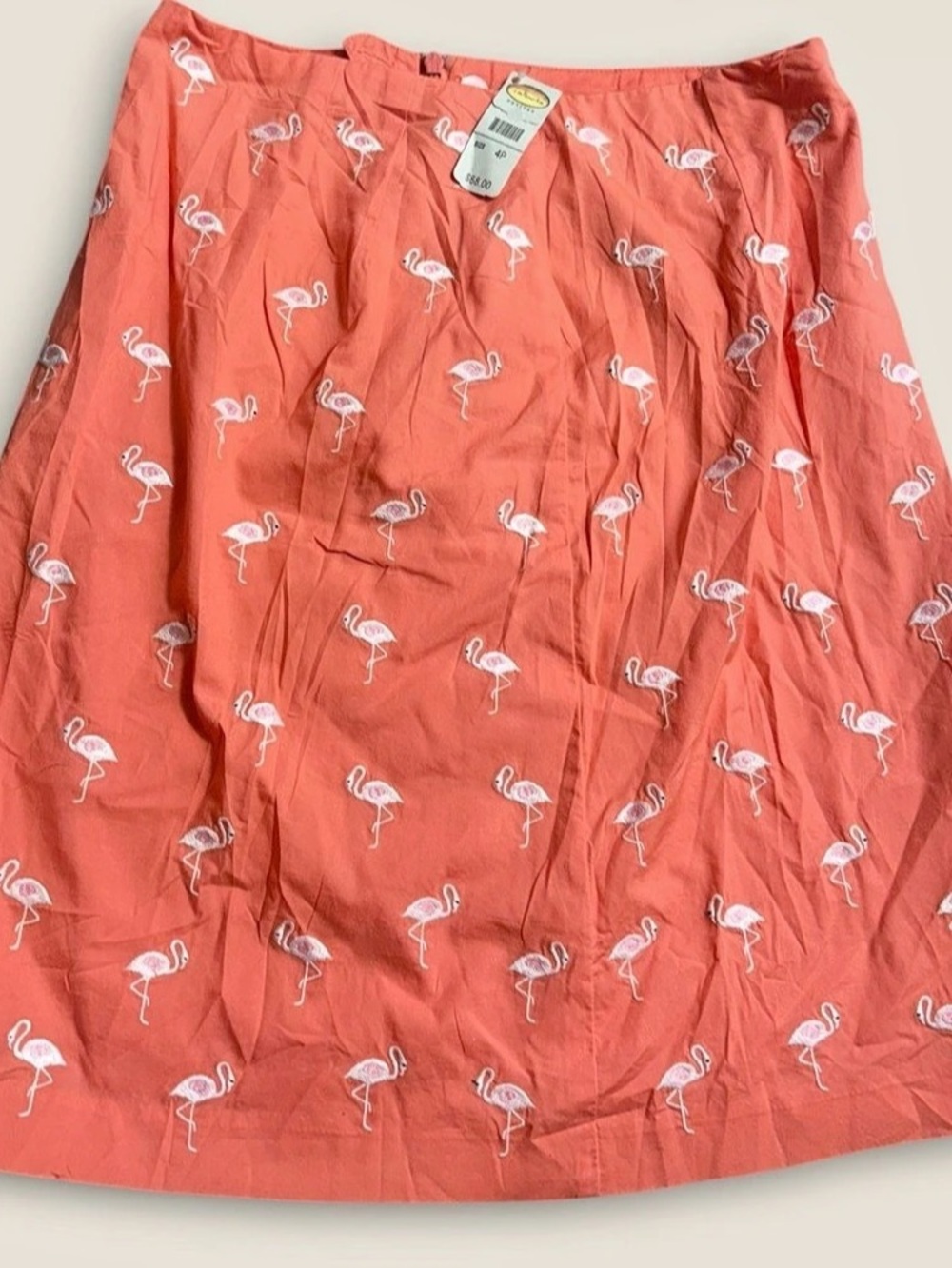 NWT Vintage 90s Talbots Flamingo Print Cotton Skirt Size 4P